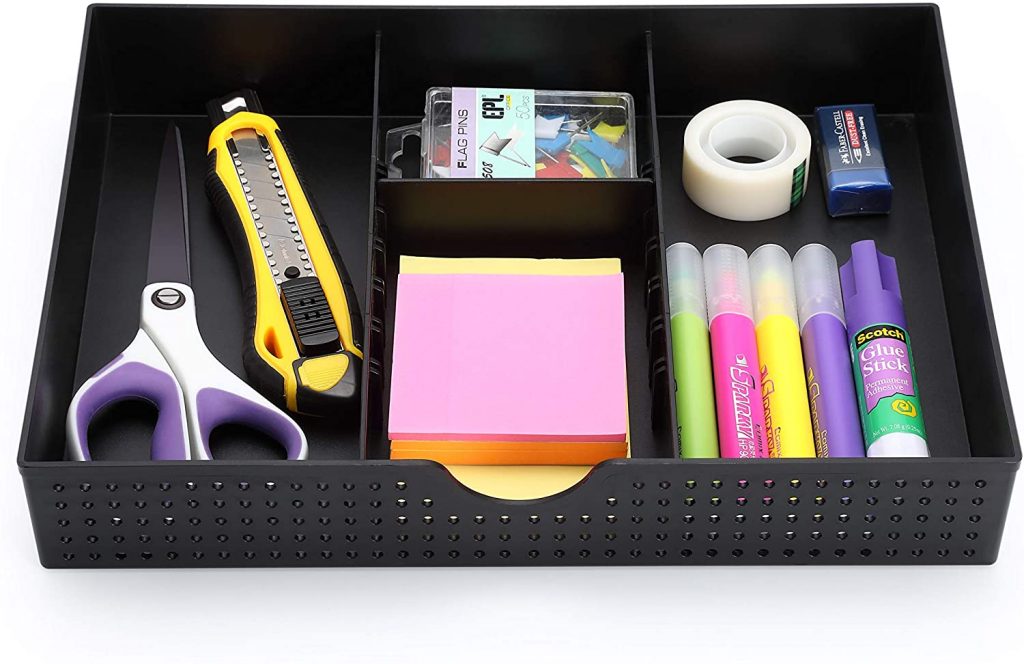 CAXXA 3 Slot Drawer Organizer with Two Adjustable Dividers
