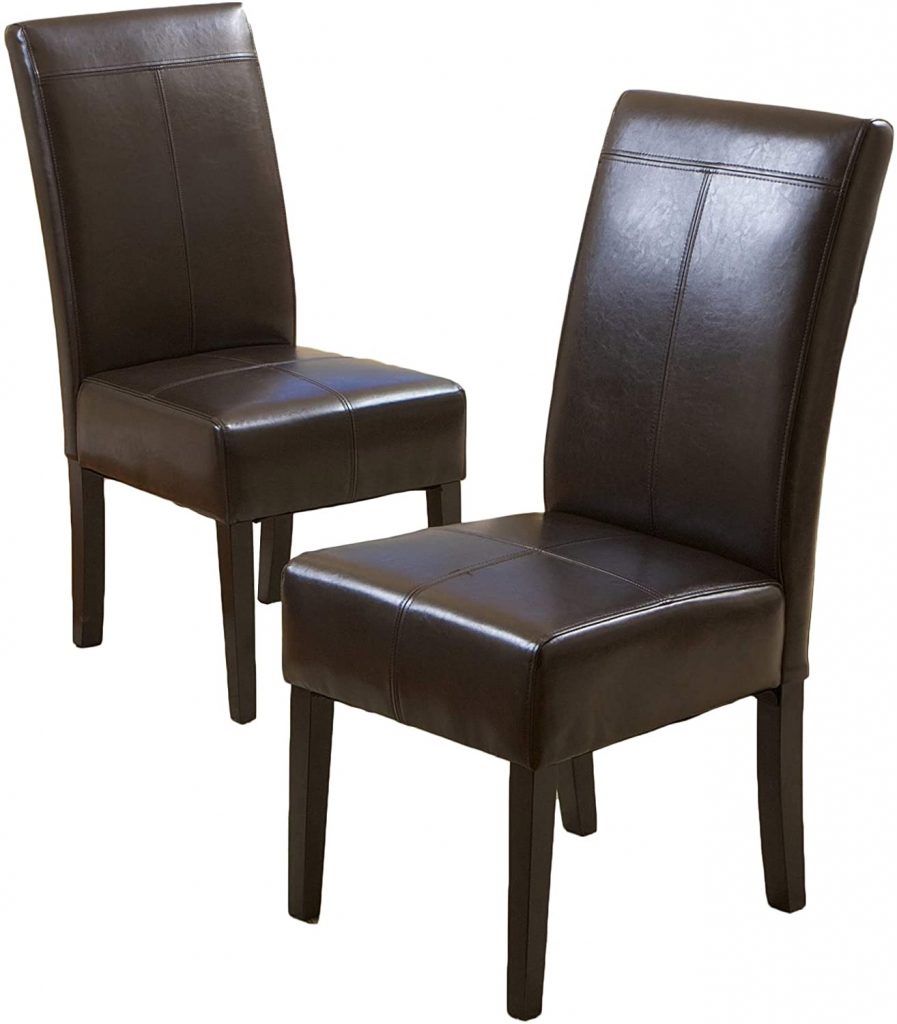 Christopher Knight Home Chocolate Brown T-Stitch Leather Dining Chair
