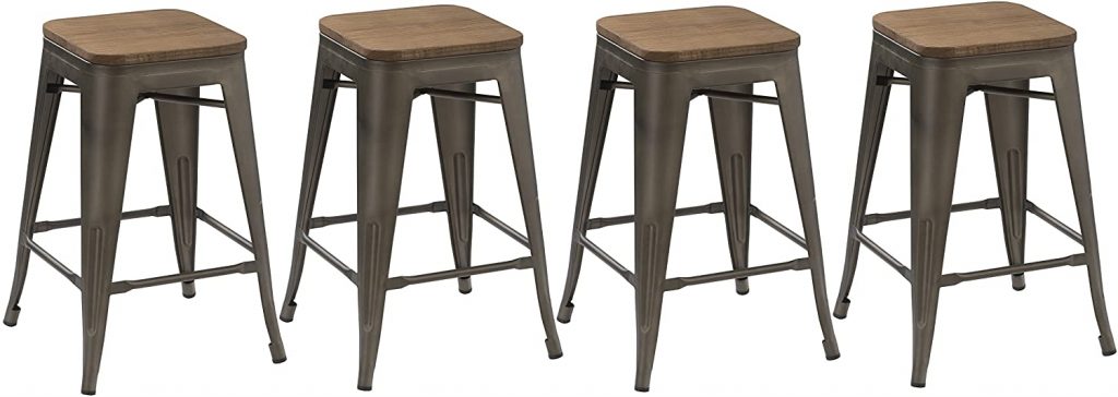 BTEXPERT 24-inch Industrial Stacking Tabouret Bar Stool