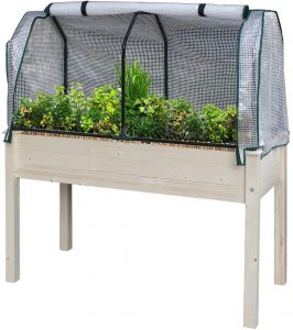 COZUHAUSE Solid Wood Elevated Garden Bed & Greenhouse