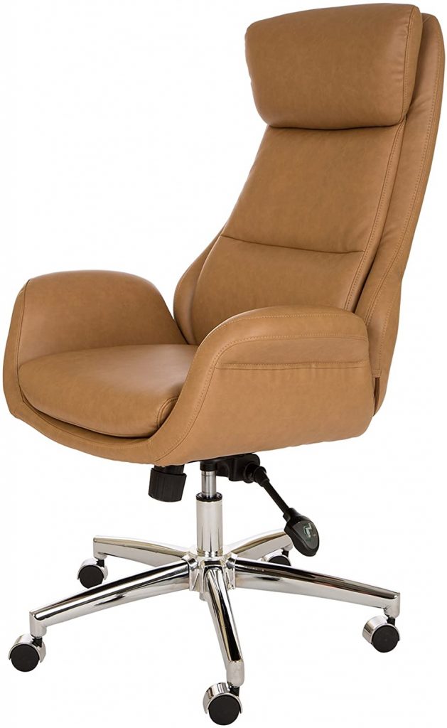 Glitzhome Adjustable High-Back Office Chair Executive Swivel Chair PU Leather