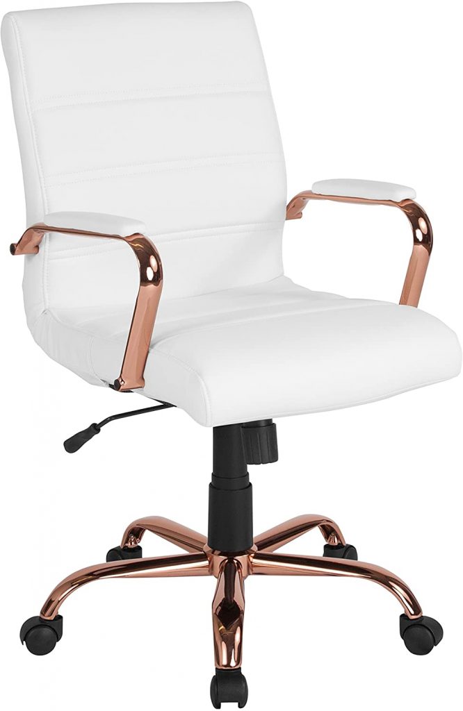 Flash Furniture Mid-Back White LeatherSoft Executive Swivel Office Chair 
