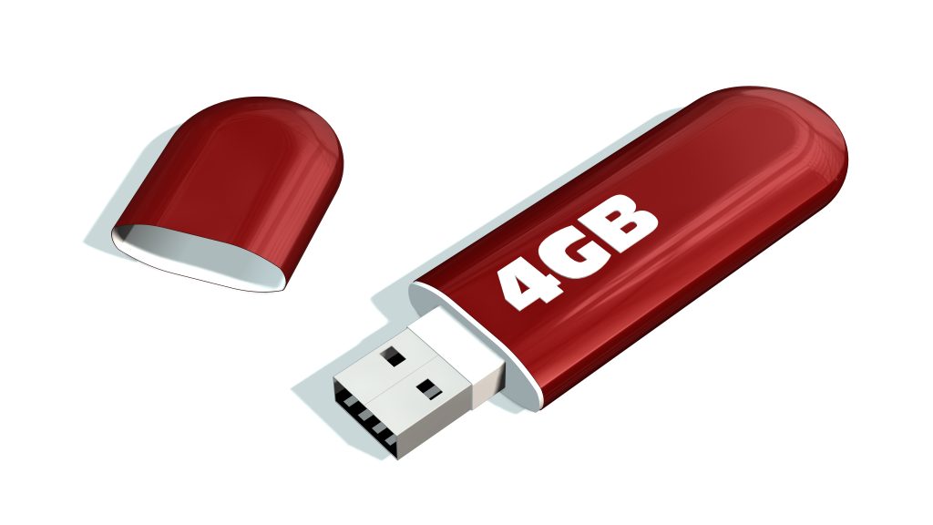 red 4 GB USB Flash Memory Drives isolated on white