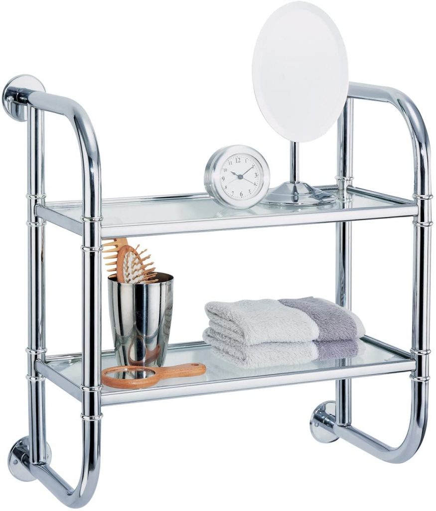 Organize It All 2 Tier Chrome Pipe Mounted Bathroom Shelf
