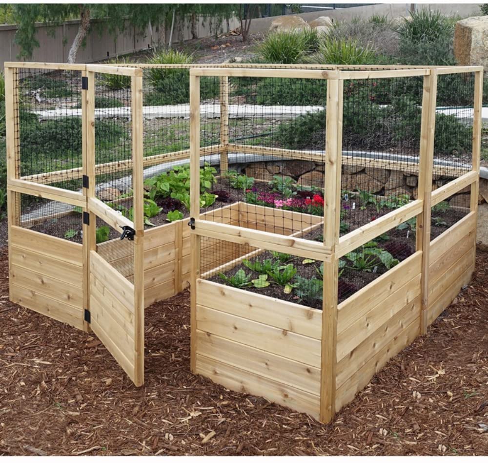 Square Raised Garden with Deer Fence Kit
