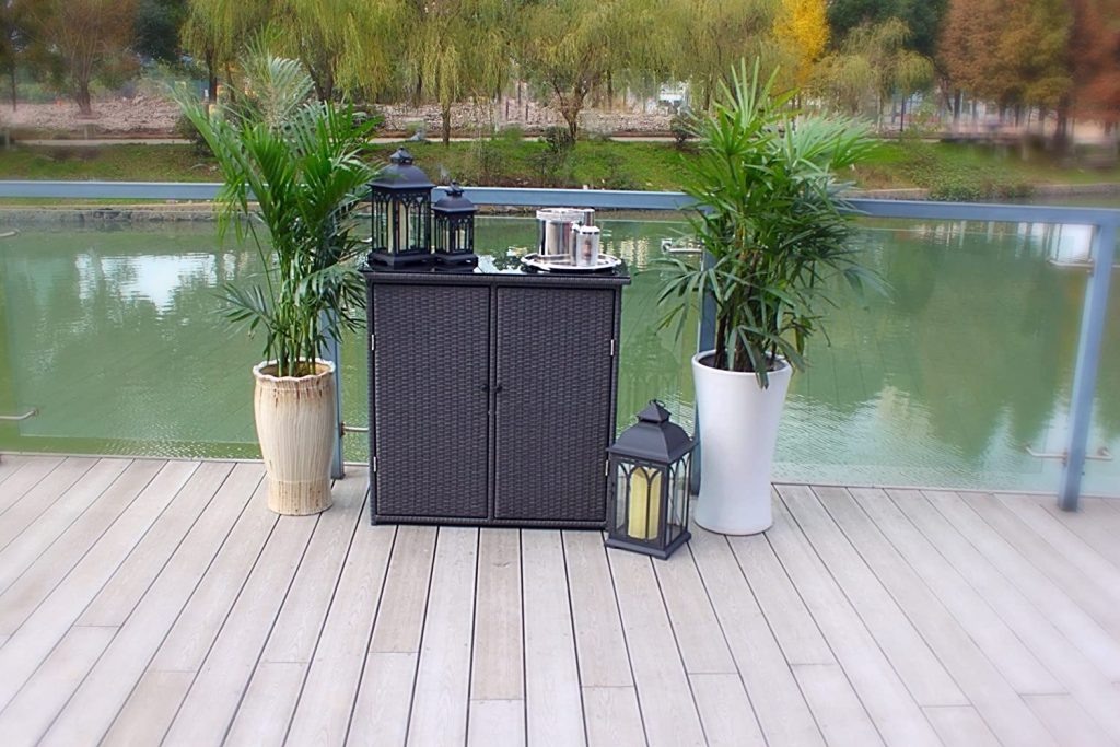 Pebble Lane Living Outdoor Aluminum and Wicker Console Patio Table