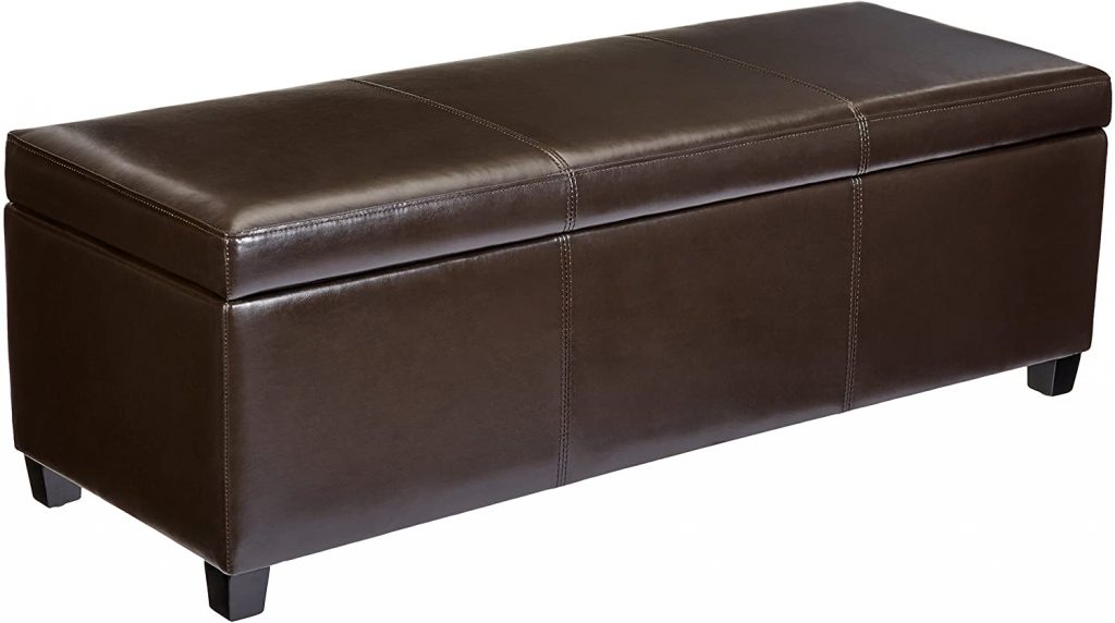 First Hill Madison Rectangular Faux Leather Storage Ottoman Bench