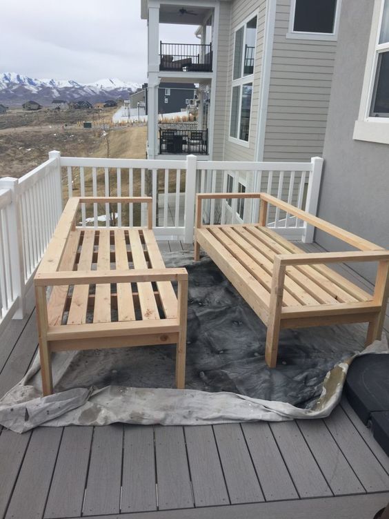 Long slim patio benches