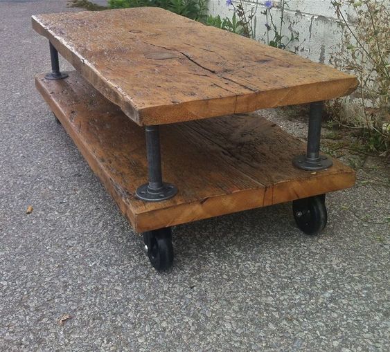 Mobile rustic tea table or bench