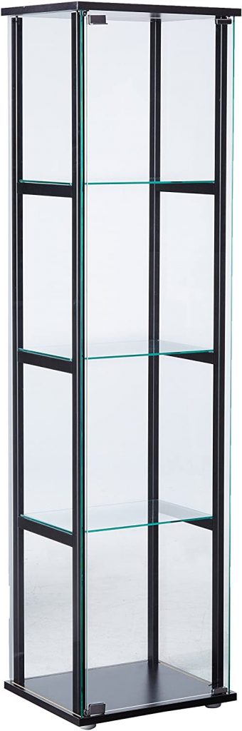 4-Shelf Glass Curio Cabinet Black and Clear