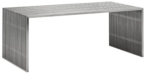 Zuo Modern Novel Dining Table in Brushed Stainless Steel
