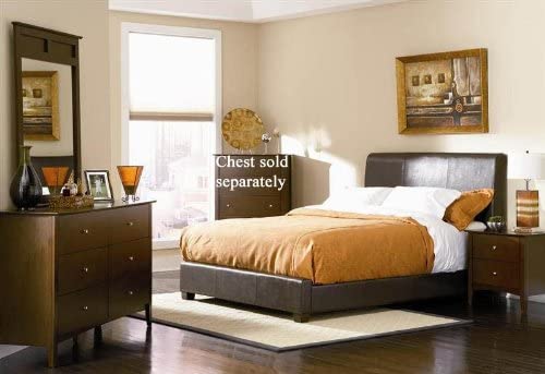  4pc Queen Size Bedroom Set in Brown Bycast Leather