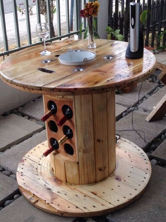 Round table with wine bar