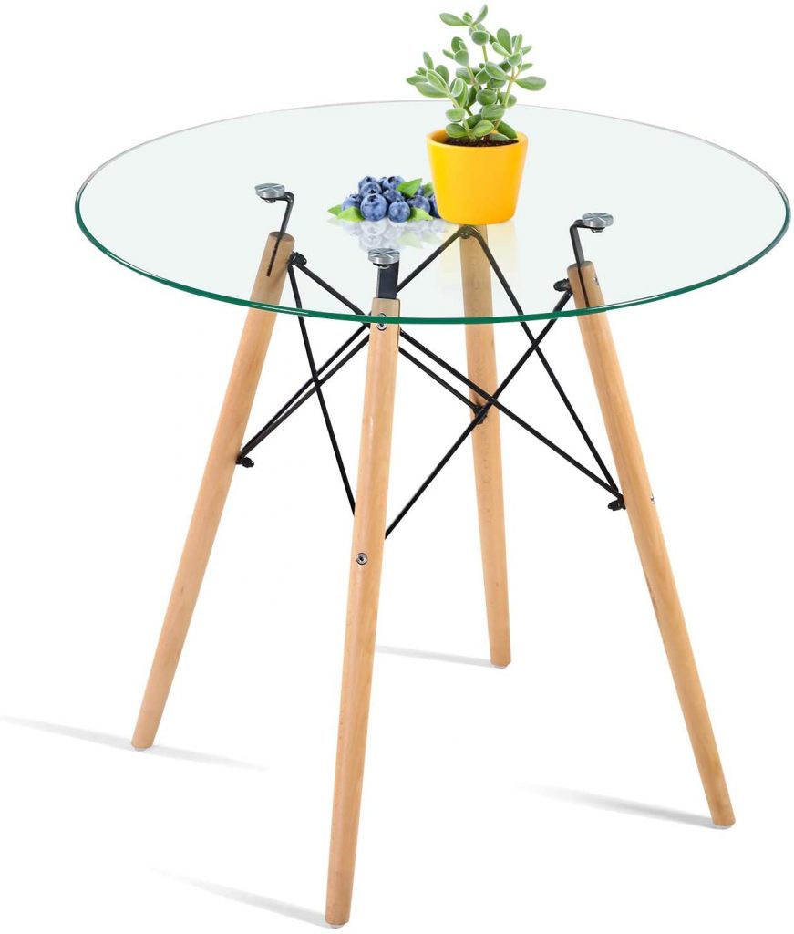  HAYOSNFO Modern Dining Table with Glass Top