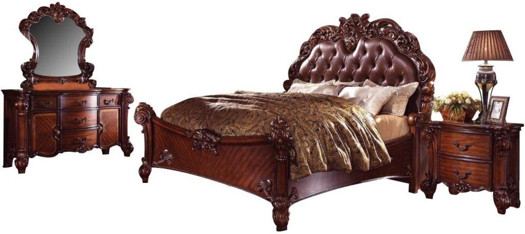  acme Vendome Bedroom Set with King Bed, Nightstand, Dresser and Mirror