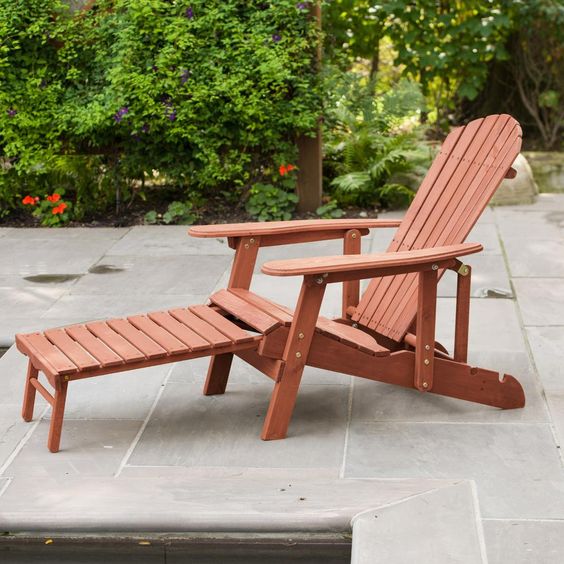 Patio Adirondack Chair with Pull-Out Ottoman