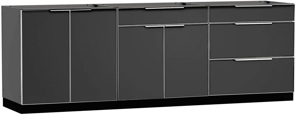 NewAge Products Outdoor Kitchen Aluminum Slate Grey 3 Piece Cabinet Set