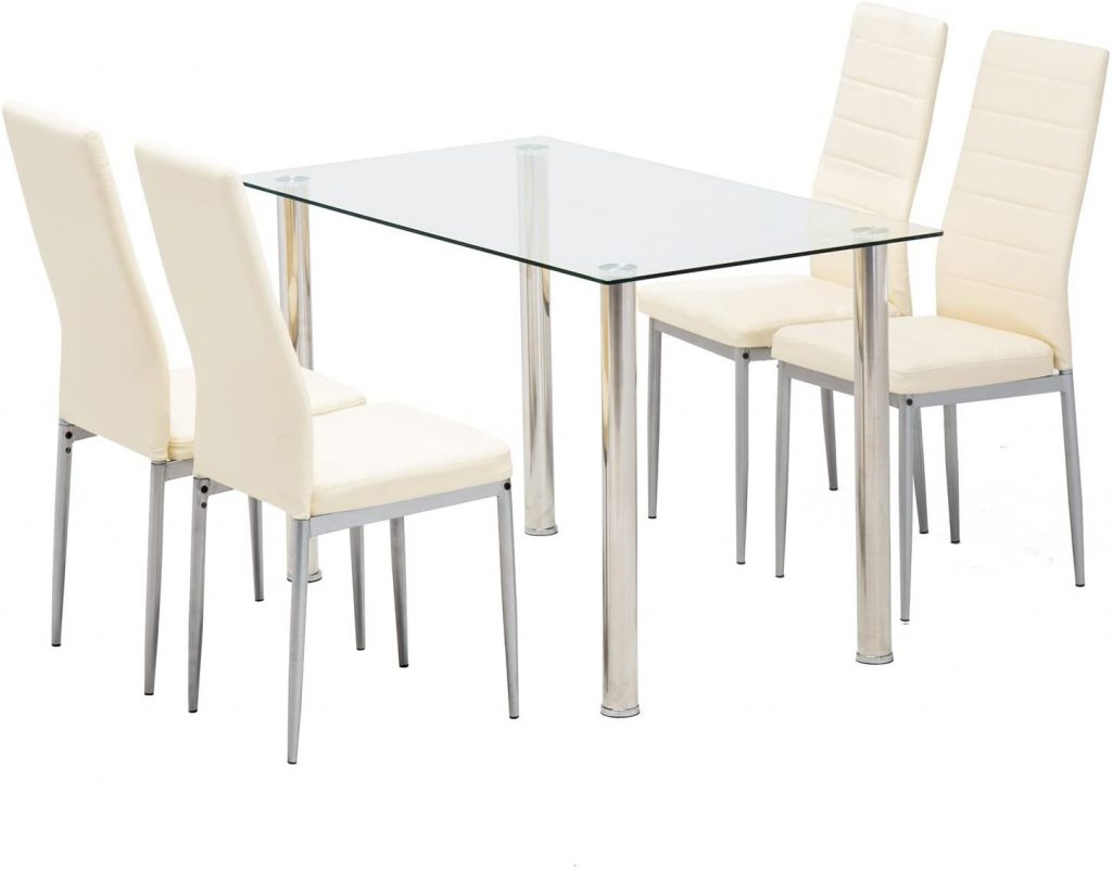 Dining Table Set Tempered Glass Top