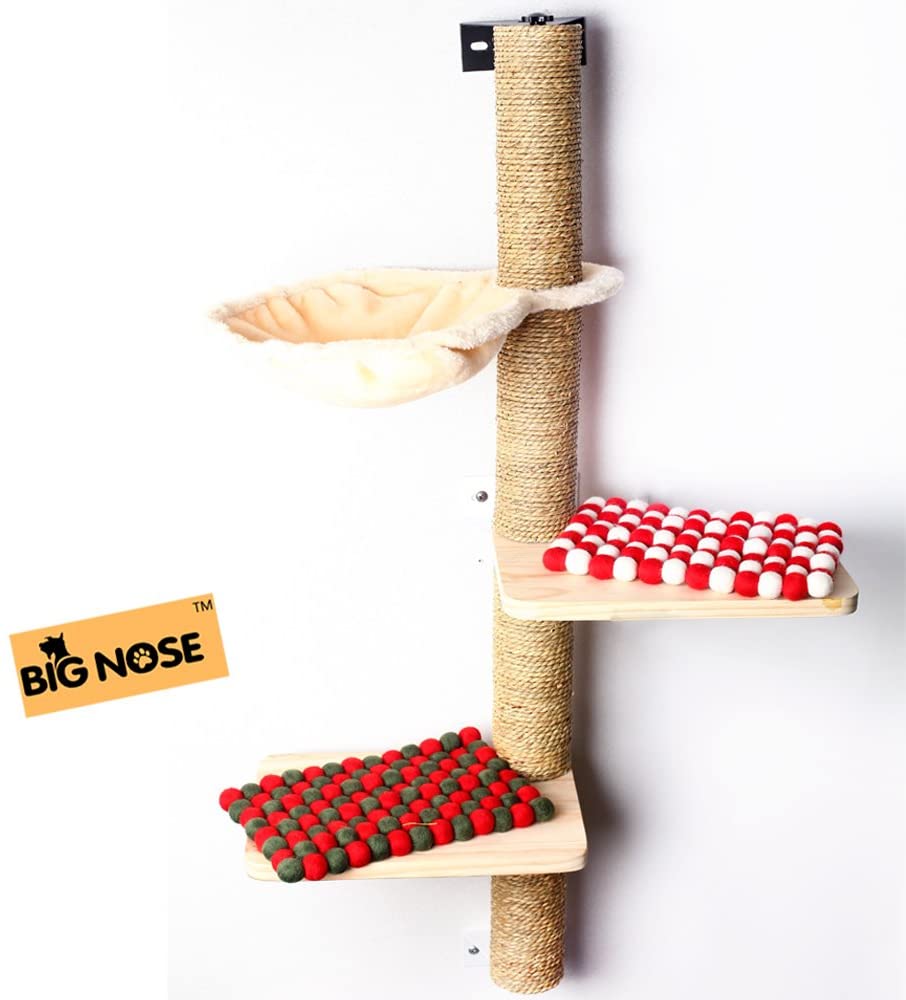 Wall Mounted Cat Scratching Post with Multi Level Cat Shelves