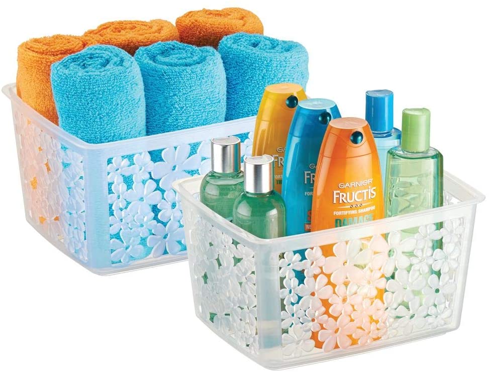 mDesign Plastic Bathroom Storage Organizing Basket