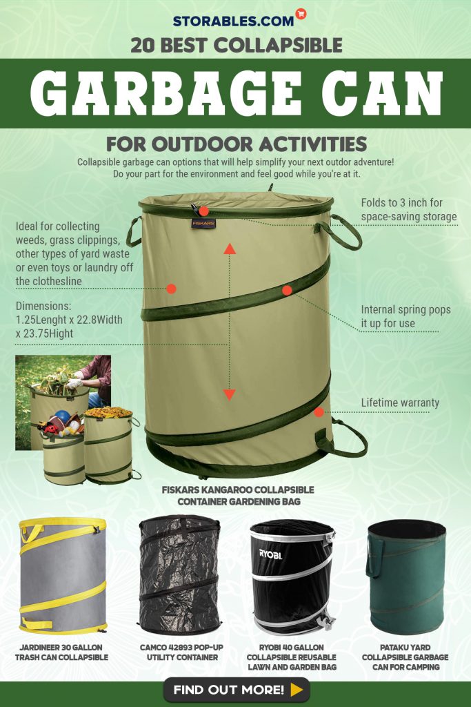 Yard Waste Rook Outdoors Collapsible Container Packs to 2 Inch Quick Assembly for Indoor Outdoor Grass Clippings Portable Leaf Bag for Weeds 30 Gallon Collapsible Camping Trash Can 