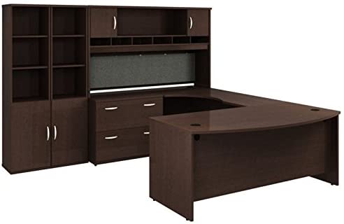  Bush Business Furniture Series C Mocha Cherry Executive U-Shaped Desk