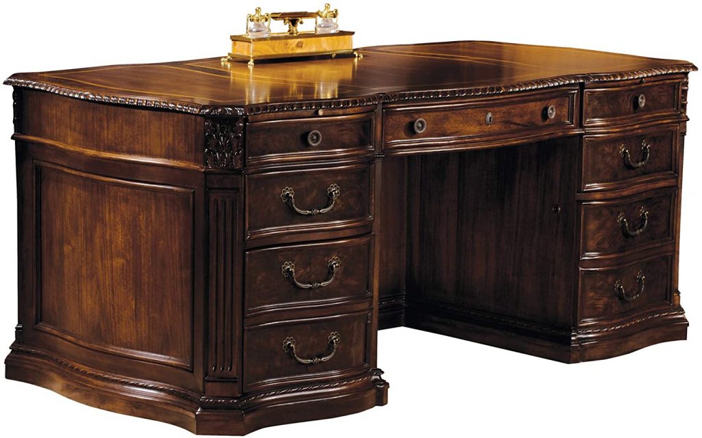  Hekman Furniture Executive Desk in Old World Walnut Burl Finish