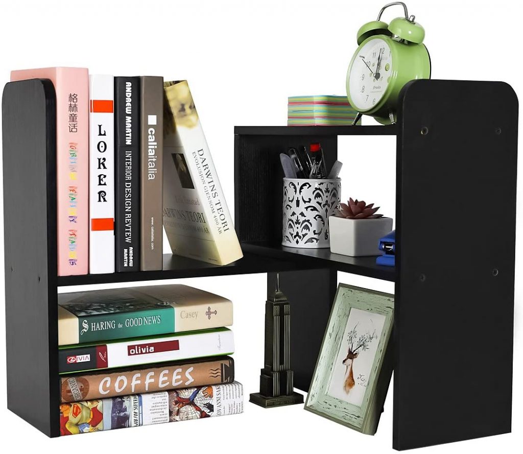  PAG Desktop Bookshelf Adjustable Countertop Bookcase Office Supplies Wood Desk Organizer