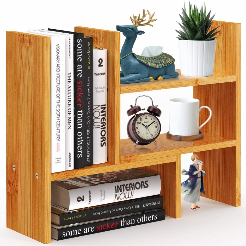  Pipishell Bamboo Desktop Bookshelf Organizer