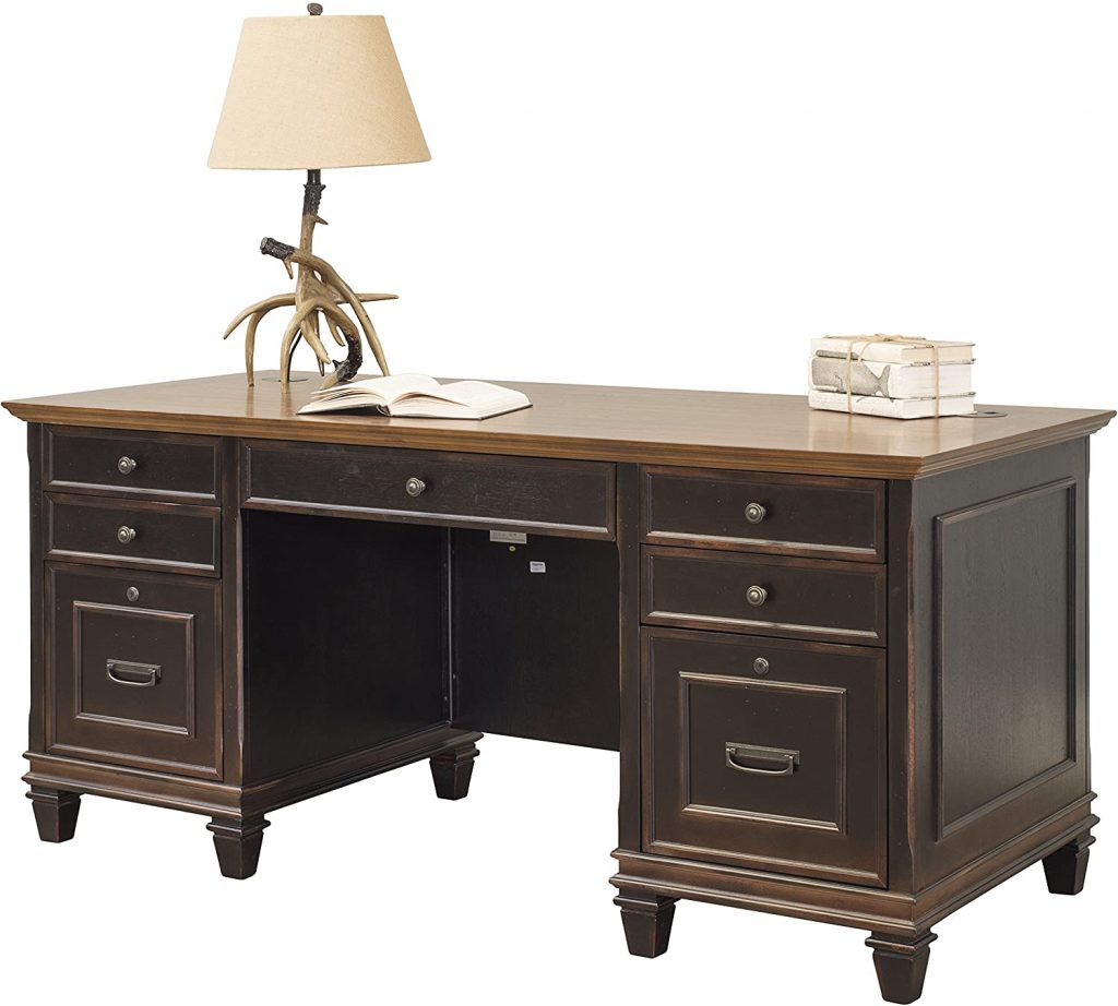  Martin Furniture Hartford Double Pedestal Shaped Desk