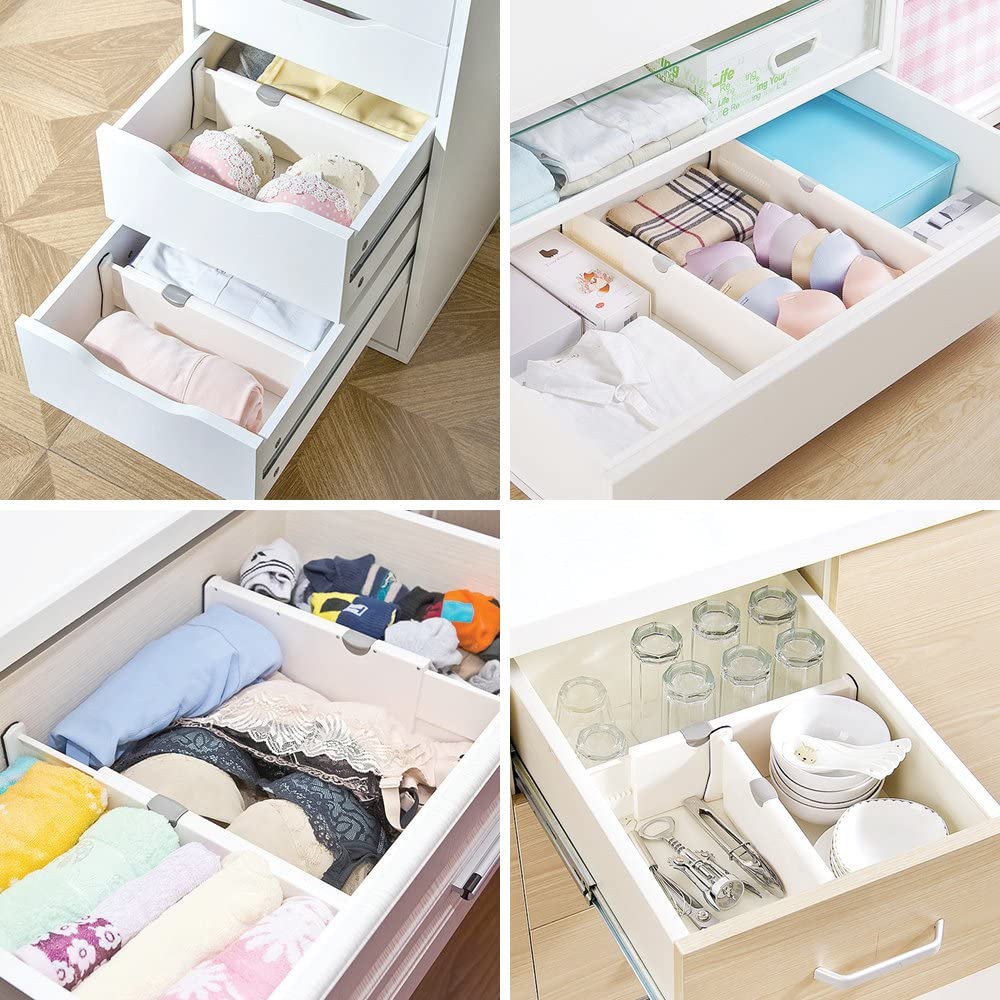 DIOMMELL Plastic Adjustable drawer Organizers