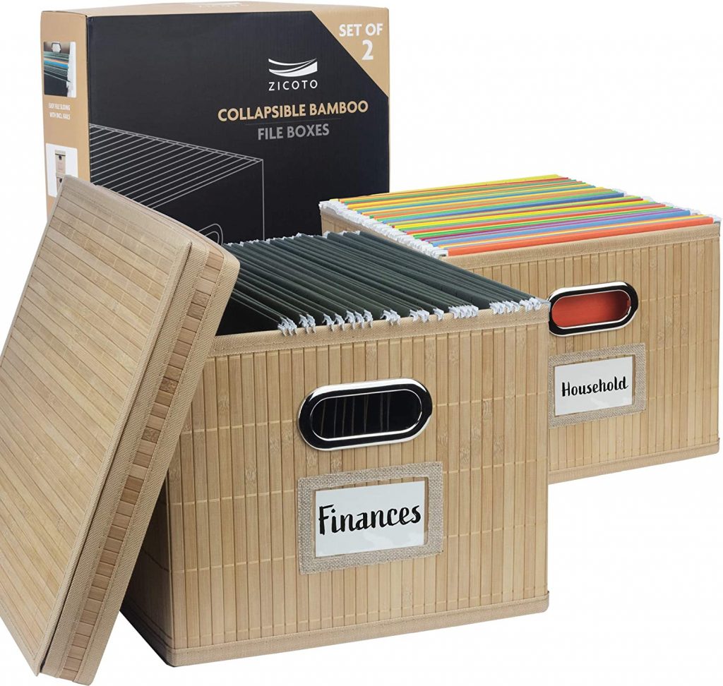 Beautiful Bamboo File Cabinet Box Set of 2