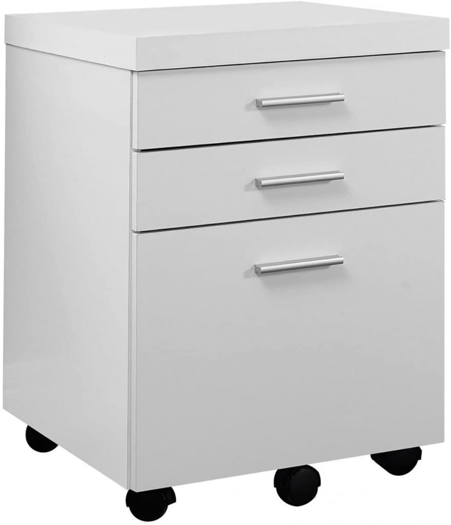 Monarch Specialties White Hollow Core 3 Drawer File Cabinet