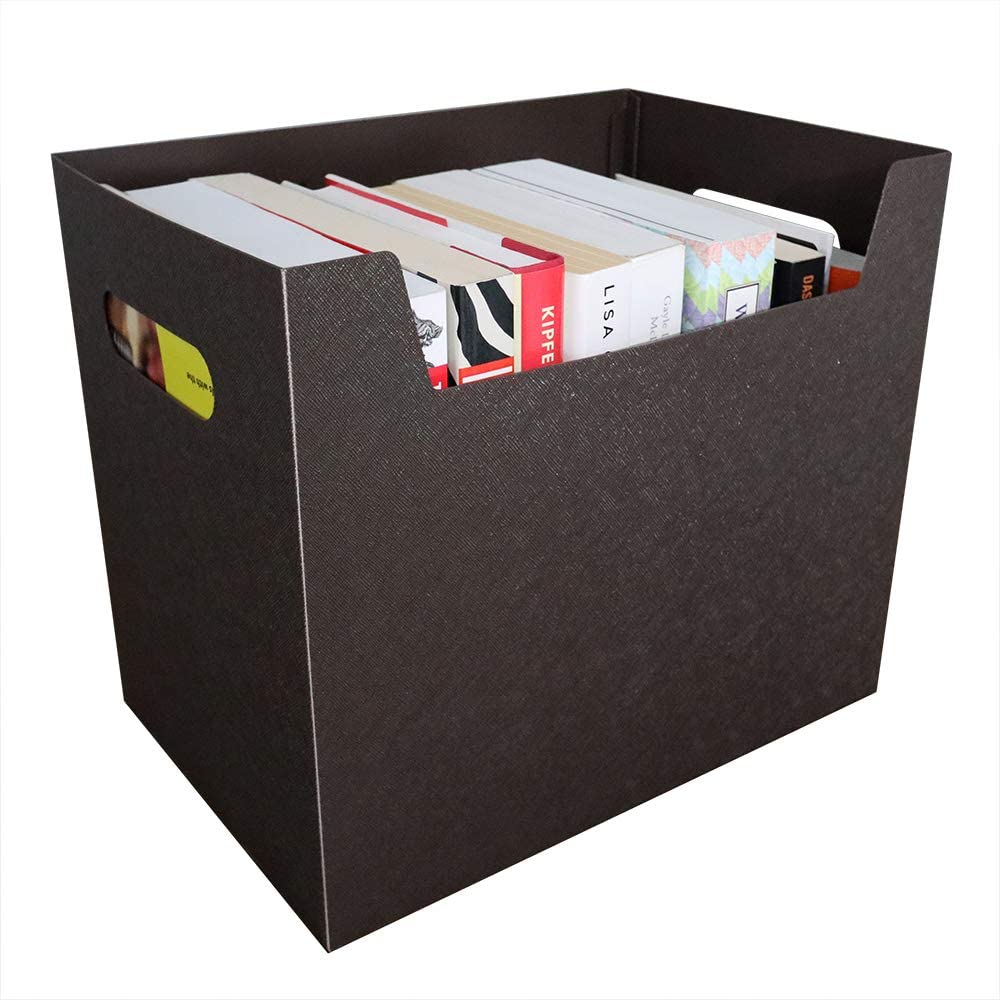 Portable File Folder Organizer, Magazine and Book Storage Box With Side Handles