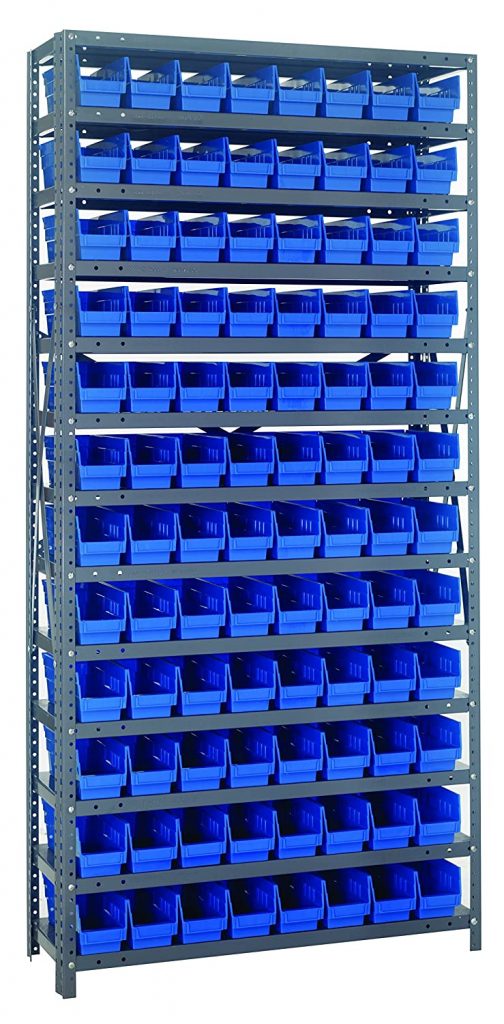 Quantum Storage 1275-101BL Steel Shelving Unit with 4" Shelf Bins
