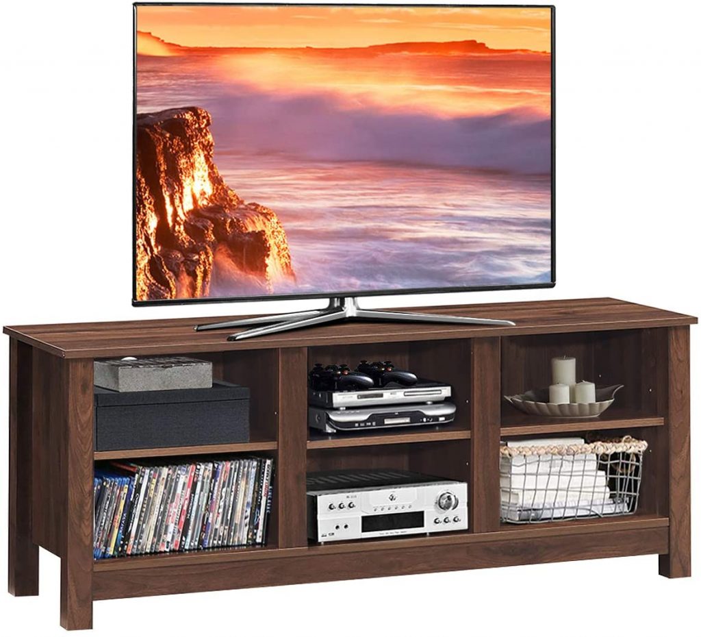 Tangkula TV Stand with 2-Shelf Storage, Fit 60” TV Media Center