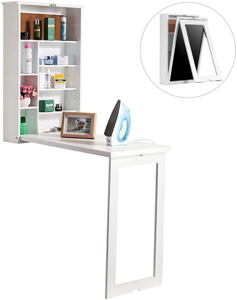 White Wall-Mounted Folding Table Desk