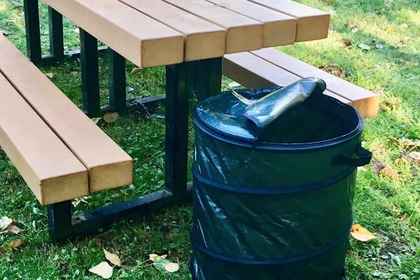 Collapsible Trash Can Pop Up for Garbage With Zippered Lid By Outdoors 