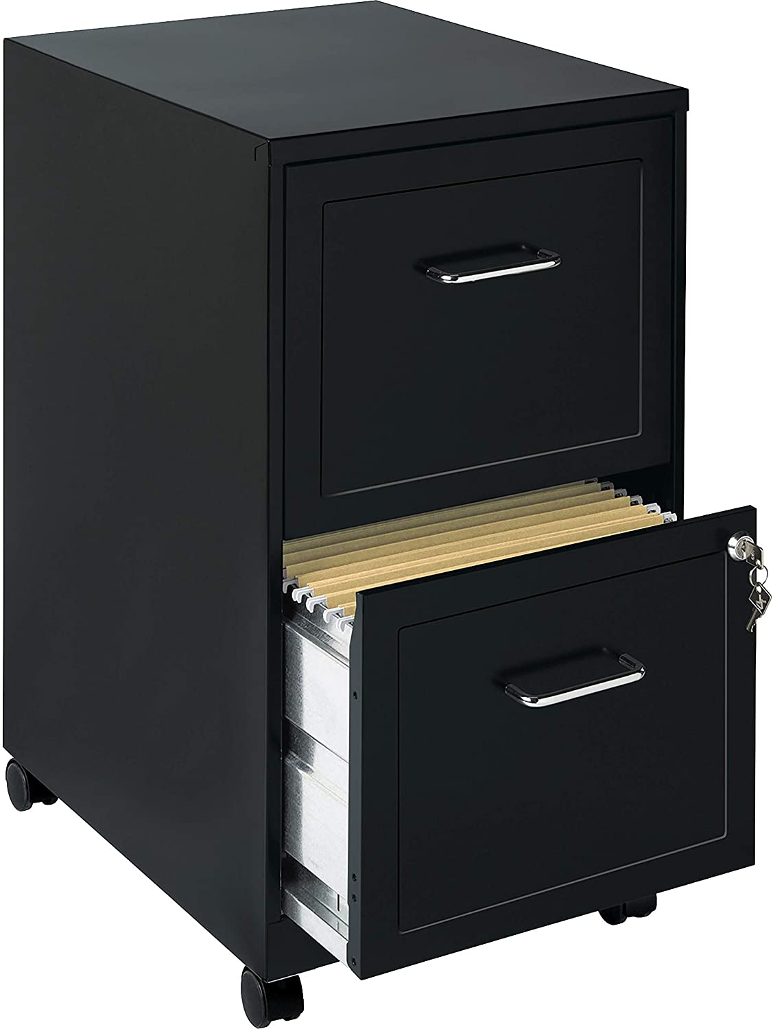 Danxee 3-Drawer Filing Cabinet Metal Vertical File Cabinet for Legal/Letter Size Fully Assembled Except Wheels Lockable System Office Rolling File Cabinet Black 
