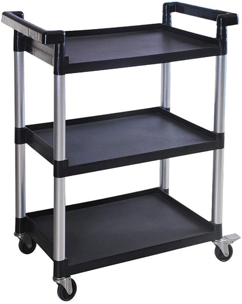 MaxWorks 80873 3-Tray Service Utility Cart With Aluminum Legs & Wheels TAXFREE 
