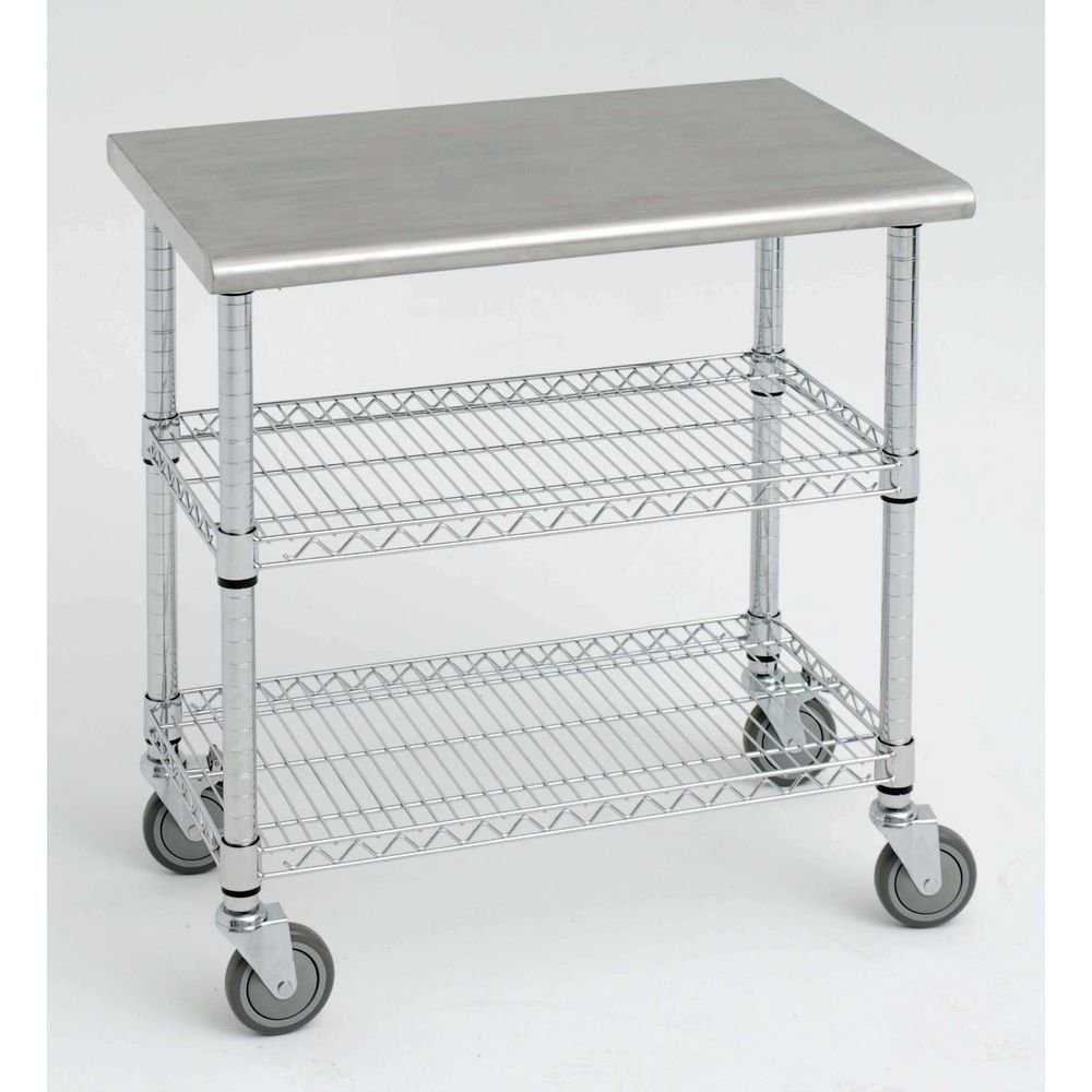  HUBERT Kitchen Cart with Solid Stainless Steel Top