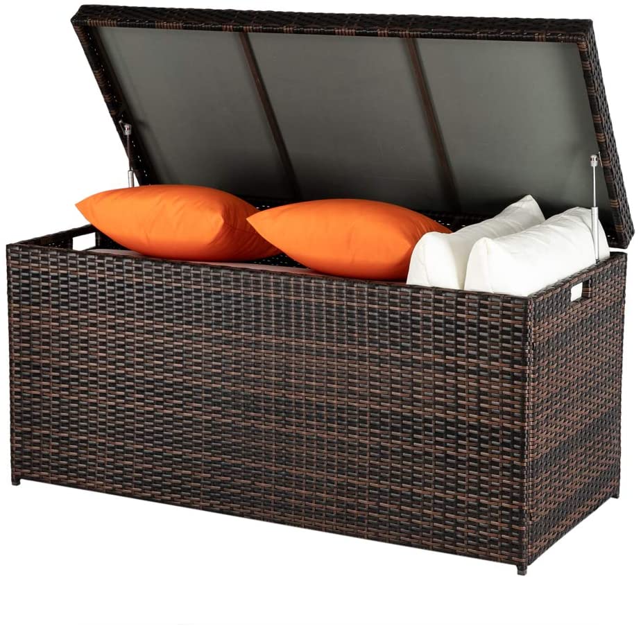  HomVent Outdoor Wicker Patio Furniture Deck Storage Box