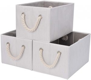 StorageWorks Storage Bins with Cotton Rope Handles, Storage Basket for Shelves