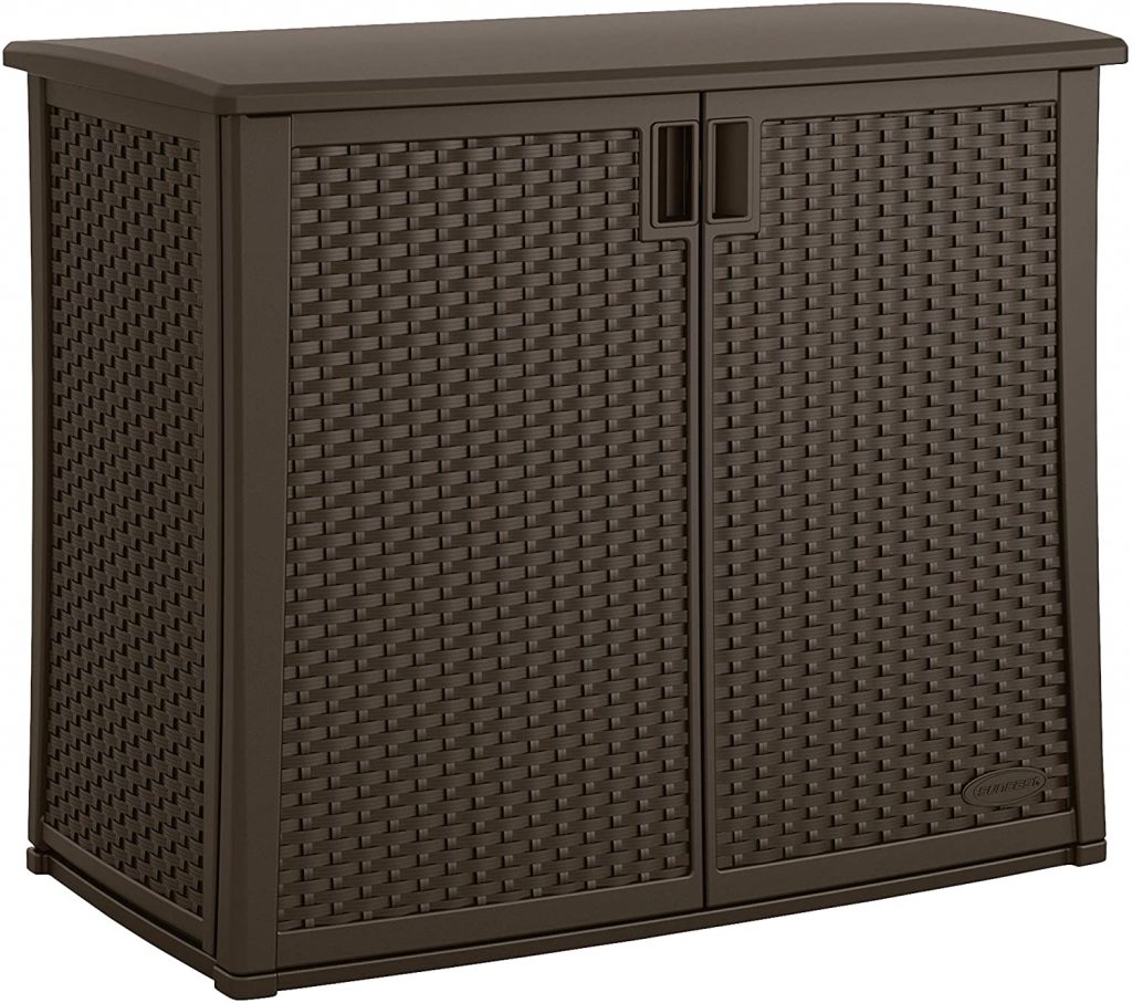  Suncast Elements Outdoor Wide Cabinet - 40" Wide Resin Constructed Patio Furniture Ideal for Decks 