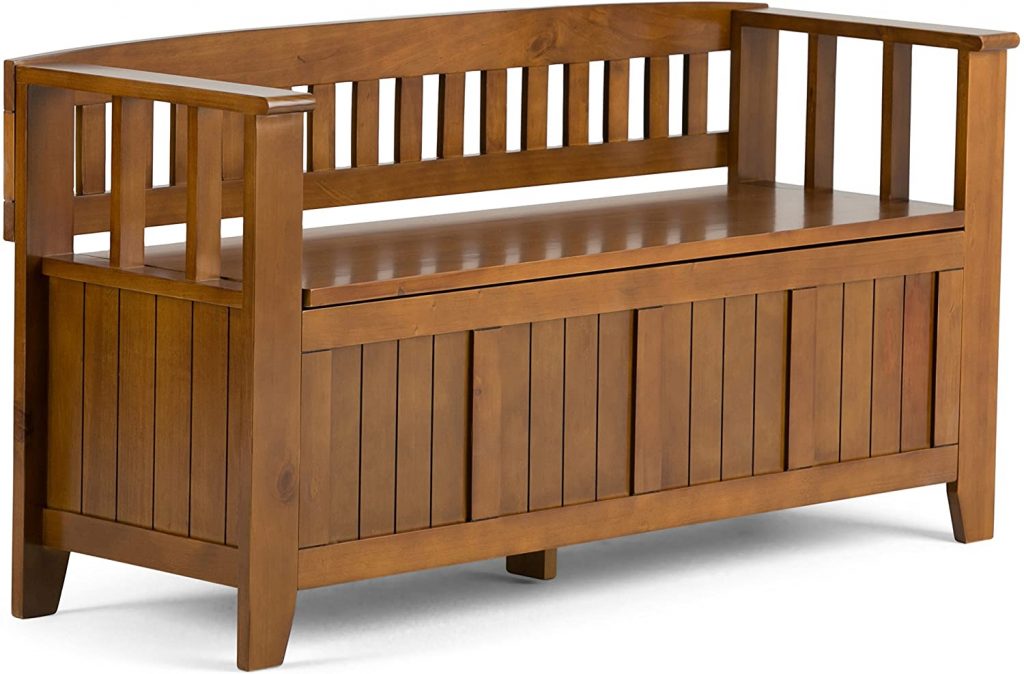  Simpli Home Acadian SOLID WOOD 48 inch Wide Entryway Storage Bench with Safety Hinge