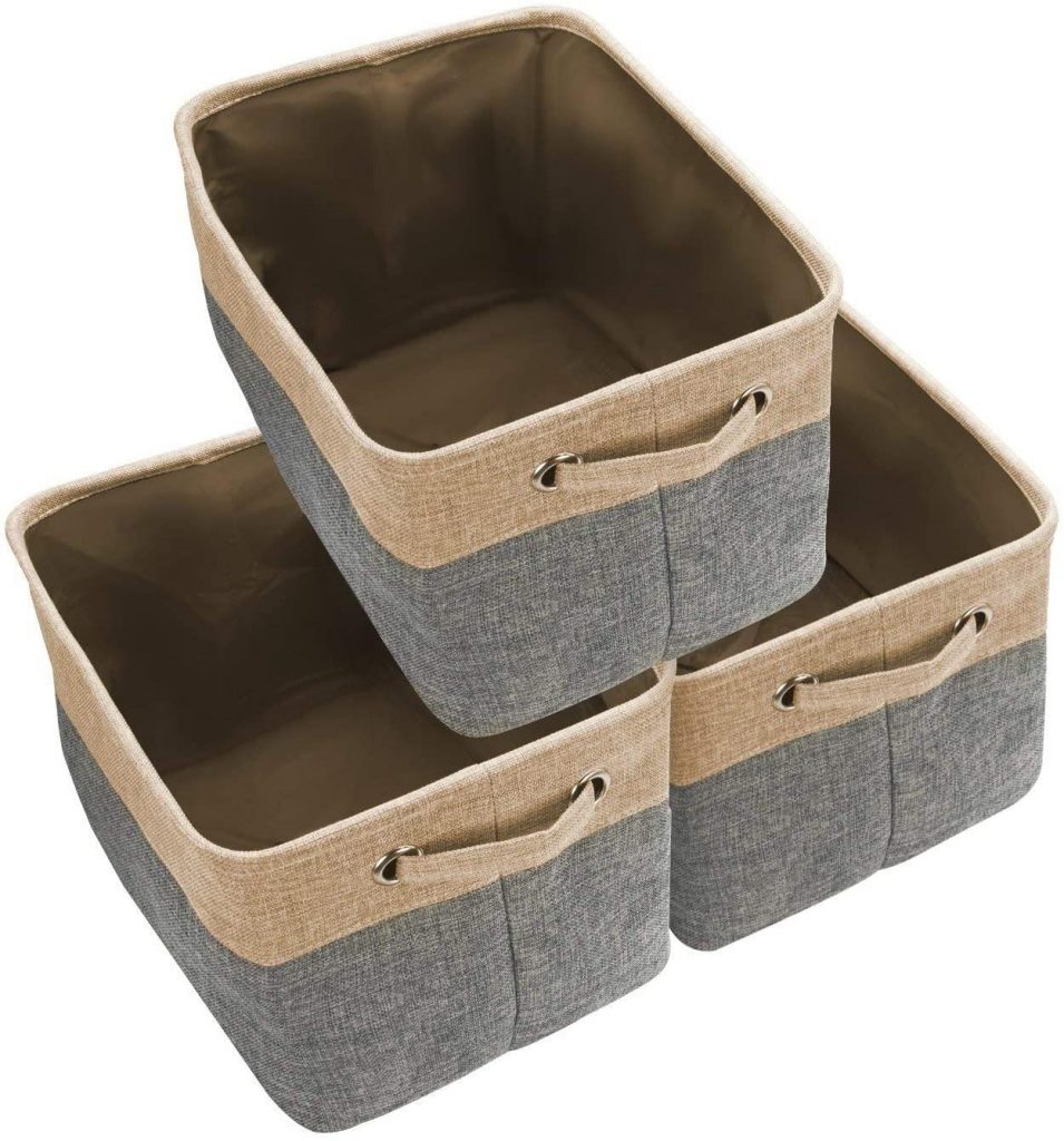 Kiddream Plastic Folding Storage Basket Set of 3 Collapsible Storage Crate White