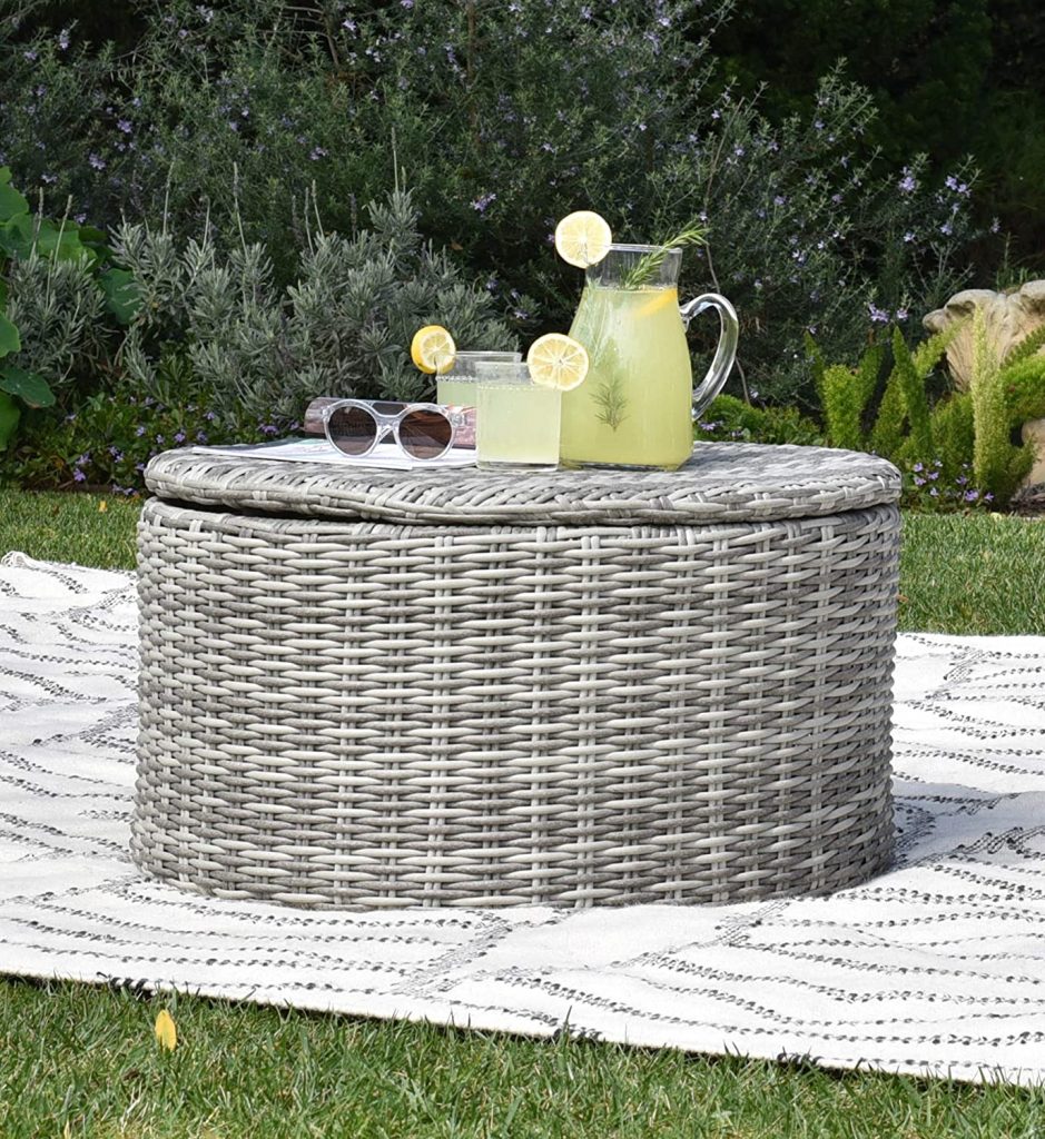  Elle Decor Vallauris Patio Outdoor Furniture Collection Premium All Weather Wicker, Storage Coffee Table