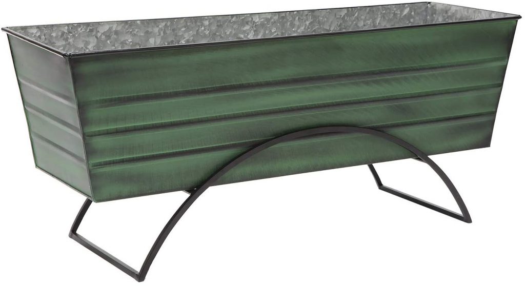 Achla Designs Odette Large Green Flower Metal Planter Box with Stand