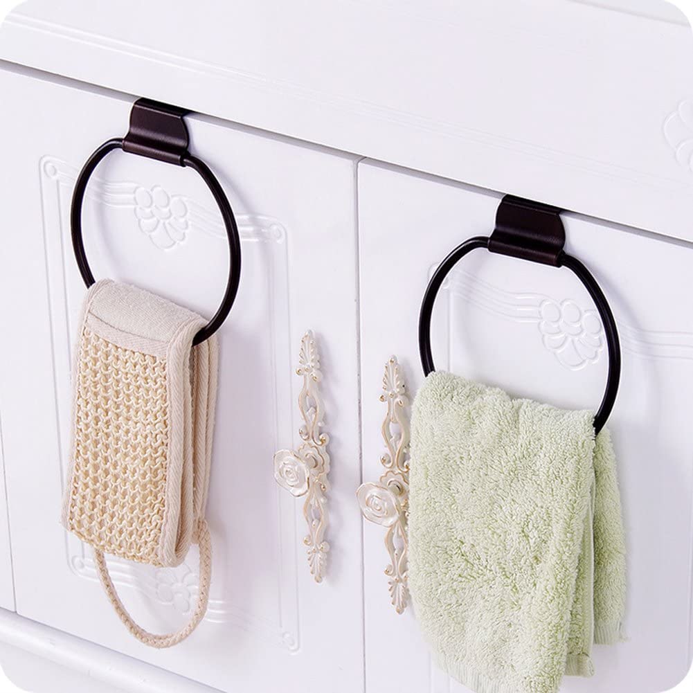 Fashionclubs Iron Towel Ring Over-the-Cabinet Door