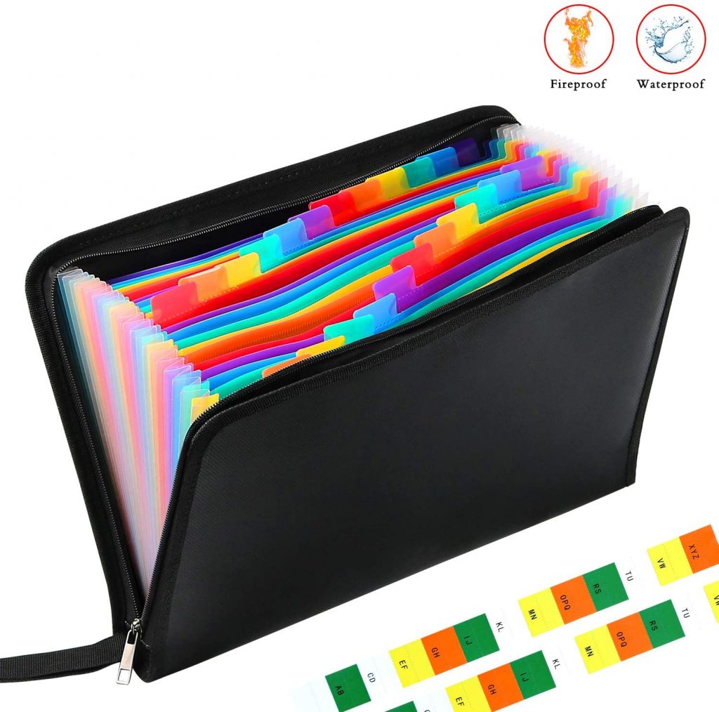 12 Pockets Expanding File Folder Office Folders for Documents with Snap Button,Wallet Folder 